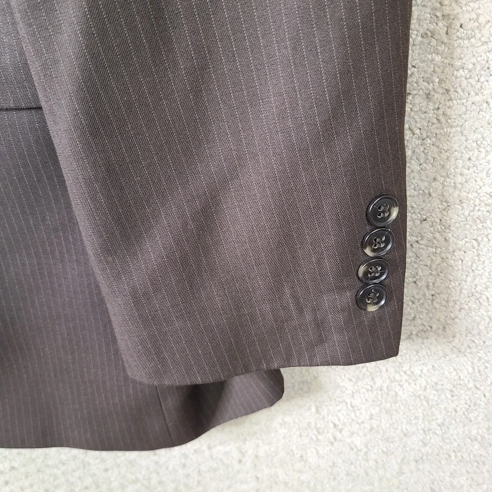 Evan Picone Jacket‎ Mens 42L Brown Striped Blazer Poly Blend 2 Button Suit Coat
